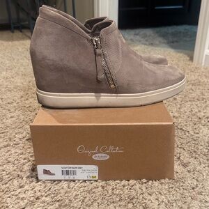 Dr. Scholl's Womens Wedge sneaker  - Taupe Grey